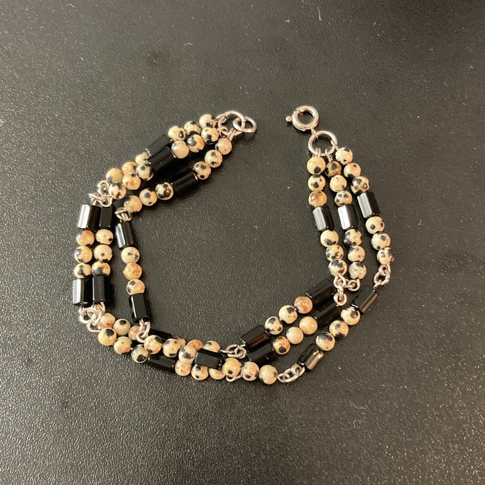 Elegant Black and White Multilayered Bracelet